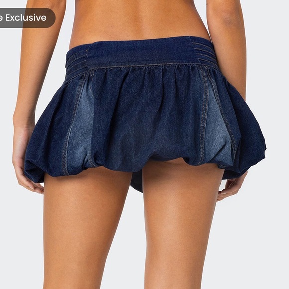 Edikted Double Belted Denim Bubble Skort NEW - Picture 3 of 7